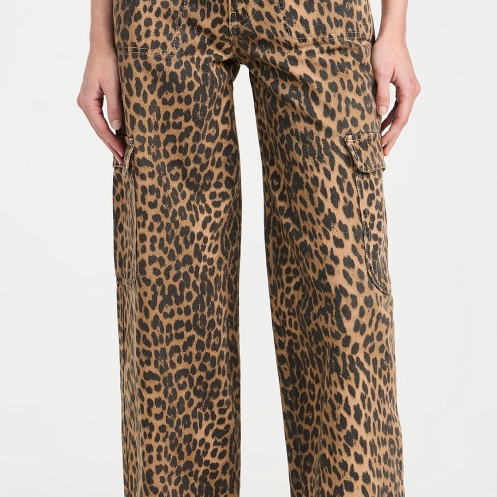 Leopard Print Wide-Leg Jeans